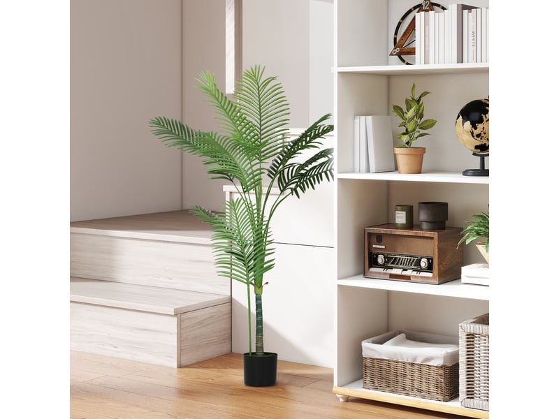  Plante artificielle intérieure 150 cm, palmier arbre artificiel avec pot en plastique et flocage, vert  - Conforama C