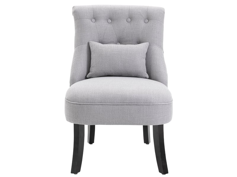  Fauteuil en tissu aspect lin avec coussin pieds en bois gris 52,5 x 69 x 77 cm  - Conforama B