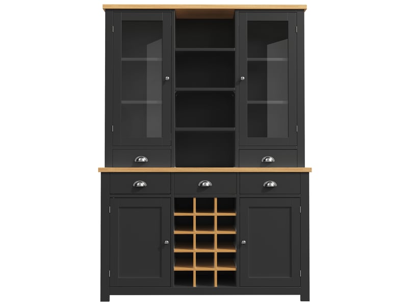  Meuble de cuisine muvano, armoire de cuisine avec porte vitrée, noir, 120 × 40 × 185 cm  - Conforama A
