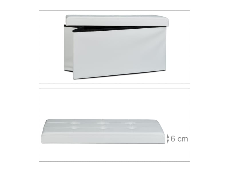  Tabouret de rangement pliant 38 x 76 x 38 cm avec 85 litres de capacité design moderne en similicuir blanc 13_0005715  - Conforama D