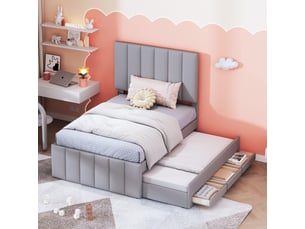 Lit gigogne 90x200 cm <strong>ZERBACO</strong>  <strong></strong> coloris gris