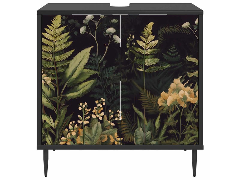  Armoire de salle de bain, meuble de rangement rhenen chêne noir 60x40x61 cm  - Conforama E