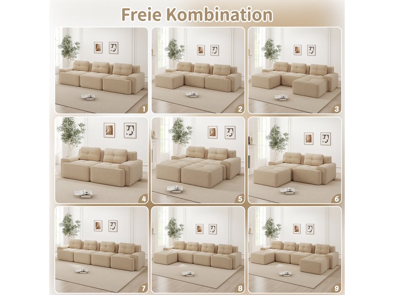  Canapé modulable 3 places en velours côtelé beige W3325S00139 - Conforama E