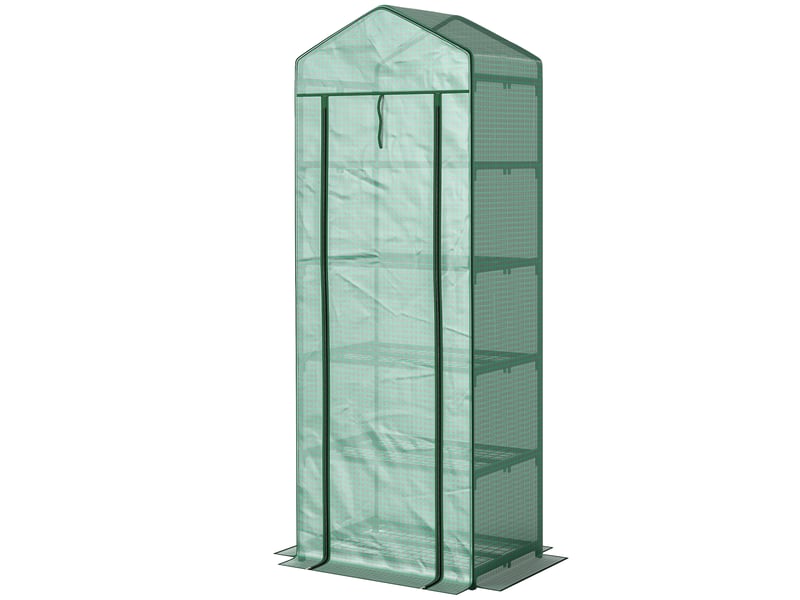  Serre à plantes à 5 niveaux avec porte zippée, acier et pe, 69 x 49 x 193 cm, verte  - Conforama B