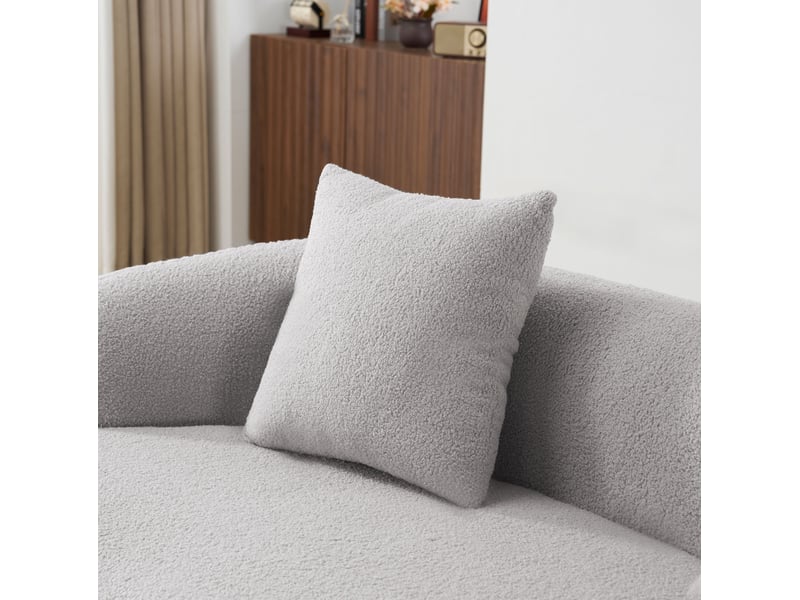  Canapé droit 2 places, silhouette courbée, coussins fournis, pour salon, confort, garnissage mousse et ressorts, gris  - Conforama E
