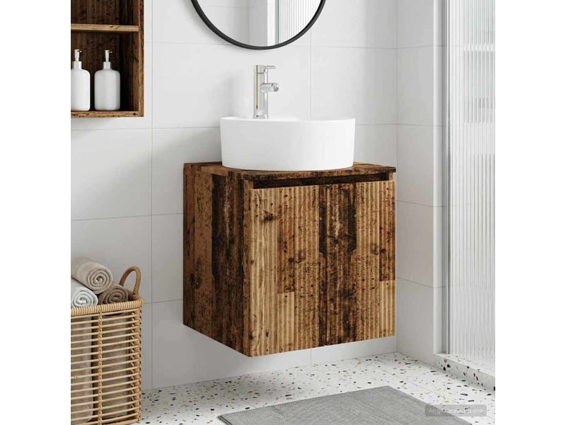  Vanité de lavabo mural, meuble de rangement bois ancien 49.5x44.5x65 cm shl7311  - Conforama B