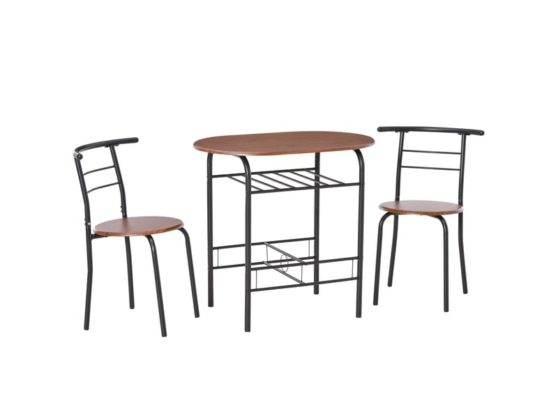  Ensemble table et 2 chaises modernes, mobilier 3 pièces peu encombrant pour cuisine, balcon, restaurant ou bar, marron et noir  - Conforama B
