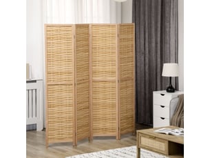 Paravent en bois séparateur de pièce closion de séparation pliable 4 panneaux en bambou naturel clair 160 x 170 cm