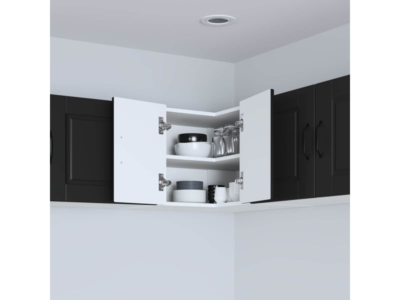  Meuble mural de cuisine, armoire d'angle cuisine porto noir 57x57x40cm  - Conforama D