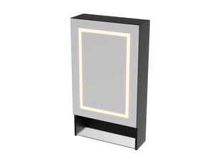 Armoire de toilette led 1 porte - 50 x 16 x 88 cm-noir - meuble de salle de bain avec éclairage 3 couleurs, antibuée et étagères