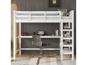 Lit mezzanine 140x200 cm <strong></strong>  <strong></strong> coloris blanc
