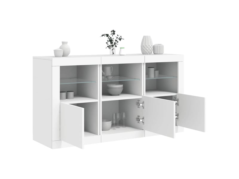  Buffet - bahut - meuble de rangement avec lumières led blanc 123x37x67 cm  - Conforama B