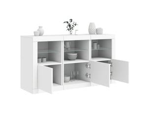 Buffet - bahut - meuble de rangement avec lumières led blanc 123x37x67 cm
