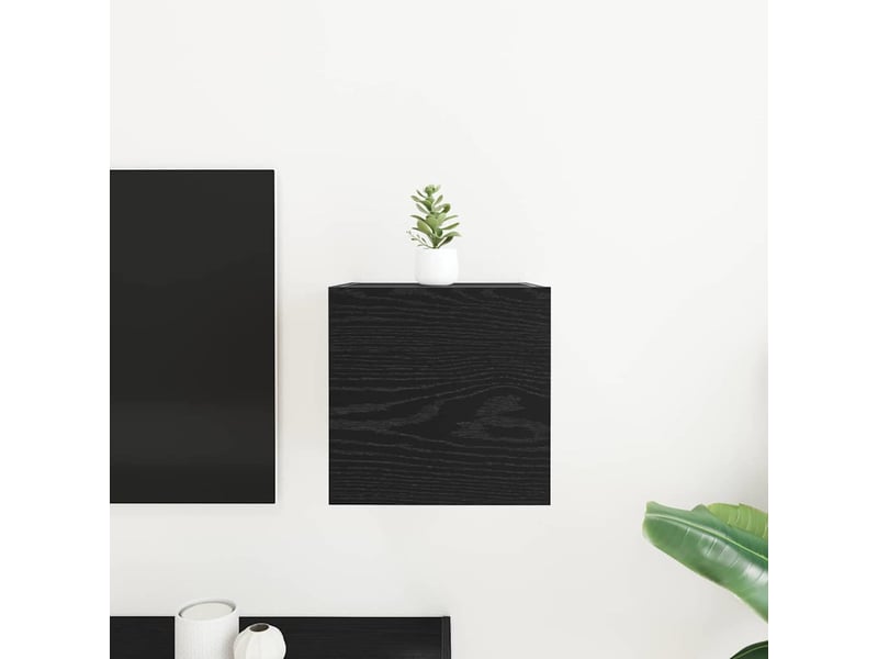 Meuble tv - banc tv - meuble de rangement mural 30,5 x 30 x 30 cm chêne noir bois d'ingénierie - Conforama D