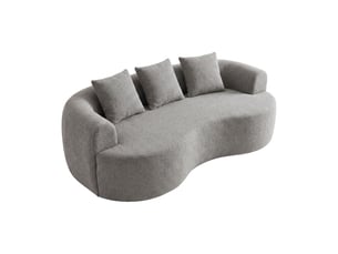 Yoko - canapé d'angle incurvé 200 x 62 x 105, à compression, en tissu bouclé gris