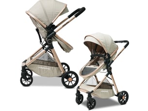 Poussette 2 en 1 80x62x106 cm réversible coloris crème abricot