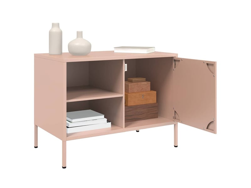  Lot de 2 meuble tv bas salon rose 68x39x50,5 cm acier shl98757  - Conforama E
