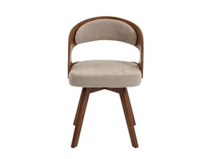 Chaise de salle à manger moderne pivotante en bois avec coussin coton lin dossier incurvé chaise d'appoint pour cuisine café salon