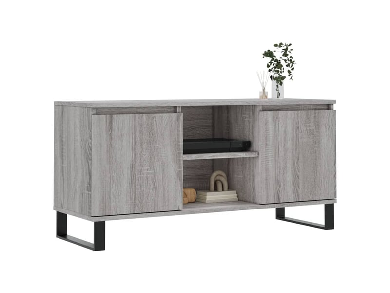  Meuble tv - banc tv - meuble de rangement sonoma gris 104x35x50 cm bois d'ingénierie  - Conforama C