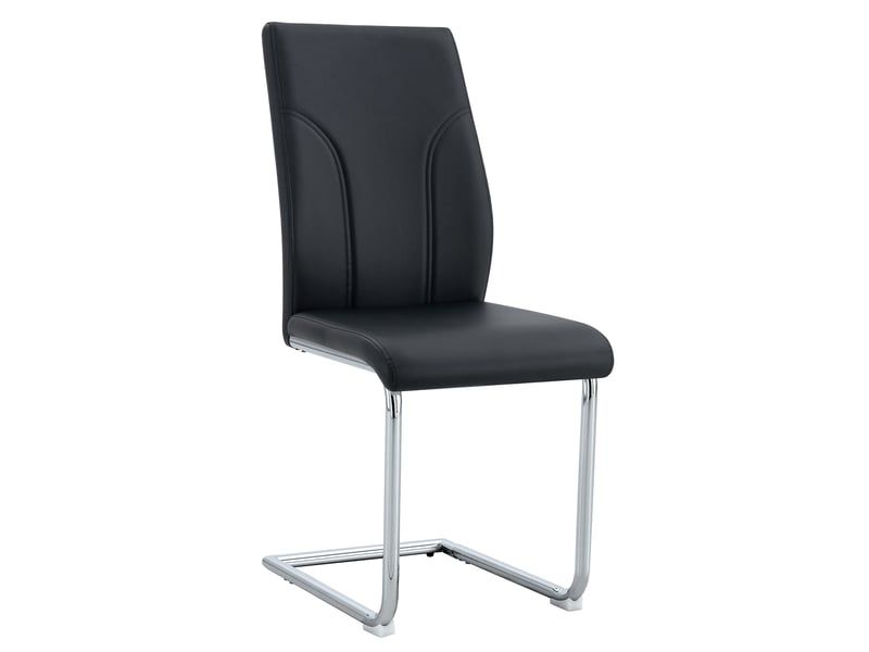  Lot de 2 chaises de salle à manger,40,6x40x95 cm,pu et métal argenté,noir  - Conforama A