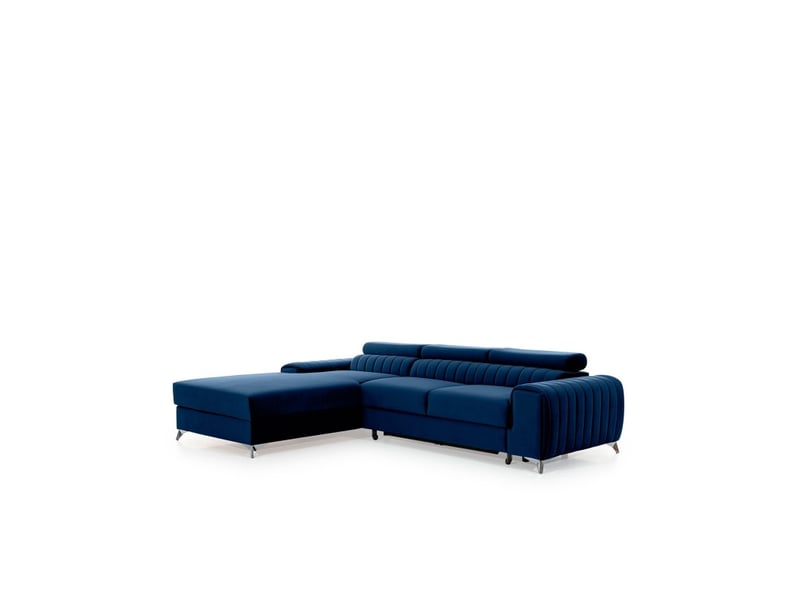  Canapé d'angle gauche bleu foncé convertible 3 places jayson couchage d'appoint  - Conforama D