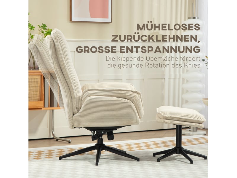  Fauteuil relax pivotant 360° avec repose-pied 85 x 74 x 104 cm – beige – dossier inclinable  - Conforama D