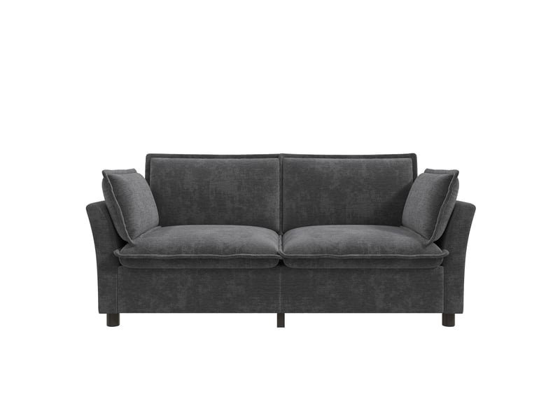  Canapé 2 places en tissu chenille gris, 2 coussins d'accoudoir, montage facile, 155×81×87 cm  - Conforama A
