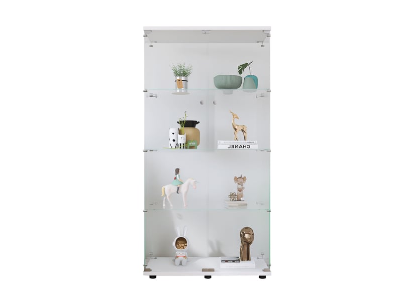  Vitrine en verre–vitrine armoire pour collection–4 niveaux– 2 portes–serrure de sécurité–verre trempé–80×36×164cm–blanc  - Conforama A