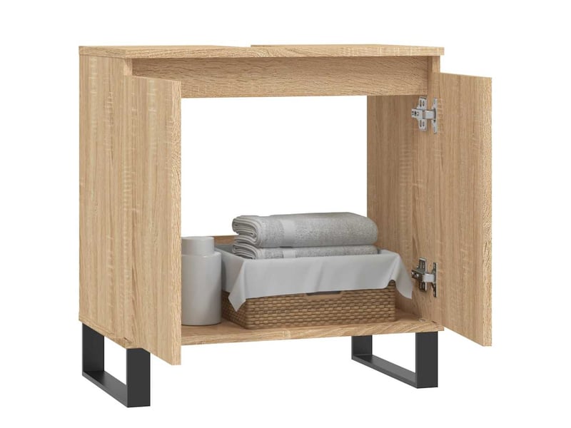  Amoire de salle de bain chêne sonoma 58x33x60cm bois d'ingénierie shl9263  - Conforama C