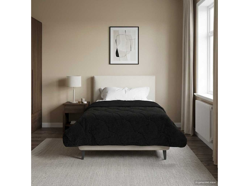  Duvet - couette complet toute l'année matelassé noir 155 x 220 cm  - Conforama D