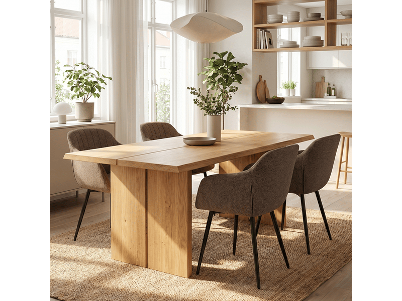  Lot de 2 chaises de salle à manger goeurvant 711 en tissu tissé et pieds en métal - marron moka JOD00711AAN-2 - Conforama E