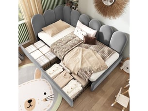 Lit banquette 90x200 cm <strong>SOGEU</strong>  <strong></strong> coloris gris
