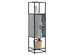 Buffet haut - bahut - meuble de rangement sonoma gris 35,5x35x139 cm bois d'ingénierie métal