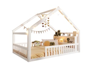 Lit cabane 140x190 cm <strong>OKWISH</strong>  <strong></strong> coloris blanc