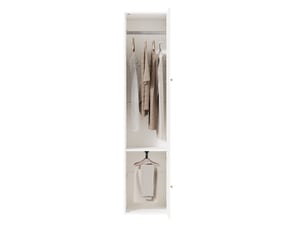 Armoire haute 1 porte à lamelles, penderie et 3 rangements, 45 x 50 x 200 cm, blanche