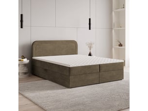 Lit avec rangement 160x200 cm <strong>MASSENO</strong>  <strong></strong> coloris beige