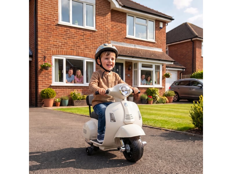  Mini vespa gts 6v pour enfants, moto électrique blanche  - Conforama D
