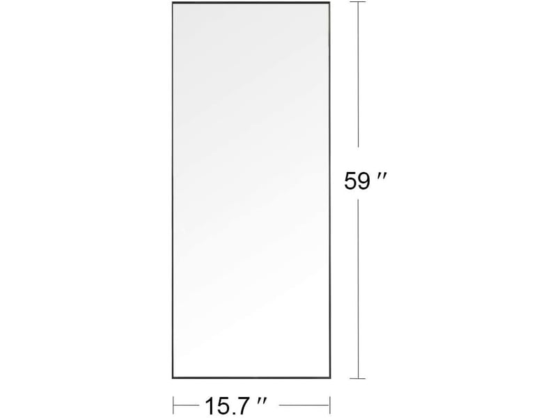  Miroir complet rectangulaire 150 × 40 cm, miroir de sol sur pied avec support, miroir décoratif pour chambre à coucher, salle de bain, entrée, couloir, noir  - Conforama C