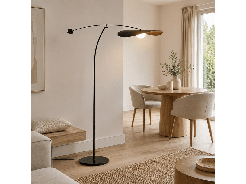  Lampadaire arqué feuille noire – sans ampoule ASLED-763 - Conforama D
