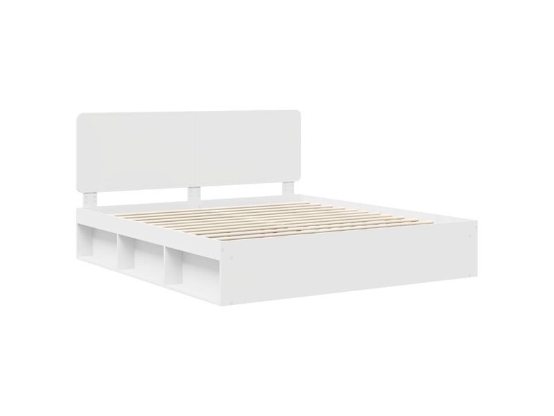 Lit double- lit adulte - cadre de lit blanc 200 x 200 cm bois de pin massif - Conforama C