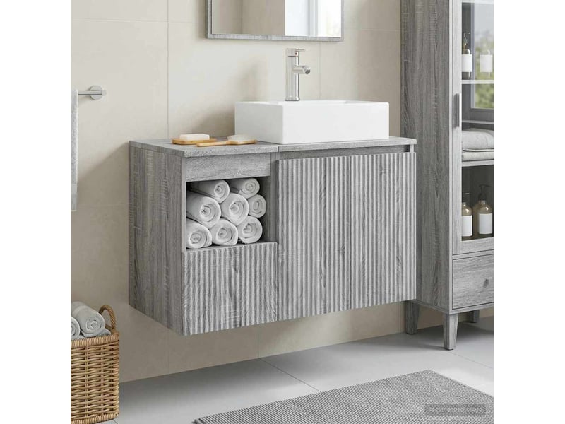  Ensemble de mobilier de salle de bain 2 pc sonoma gris cf64195  - Conforama B