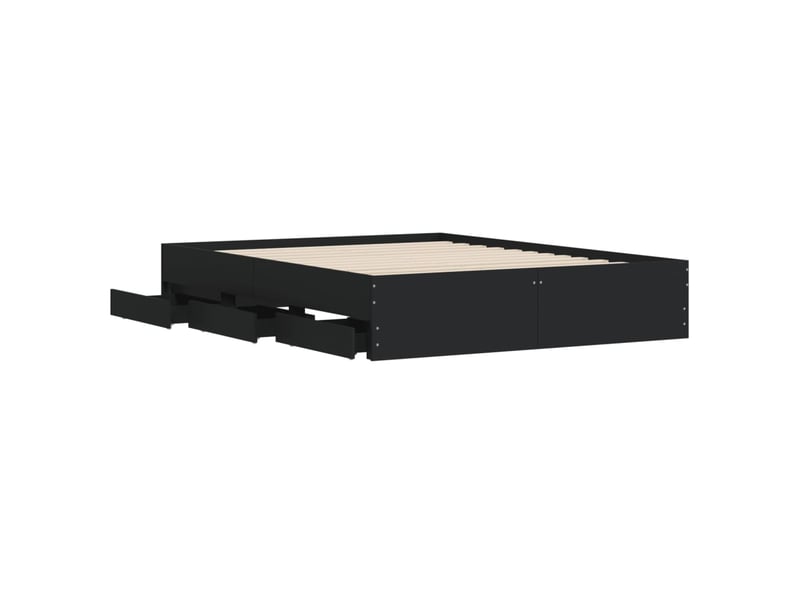  Lit double- lit adulte -  cadre de lit avec tiroirs sans matelas noir 150x200 cm  - Conforama D