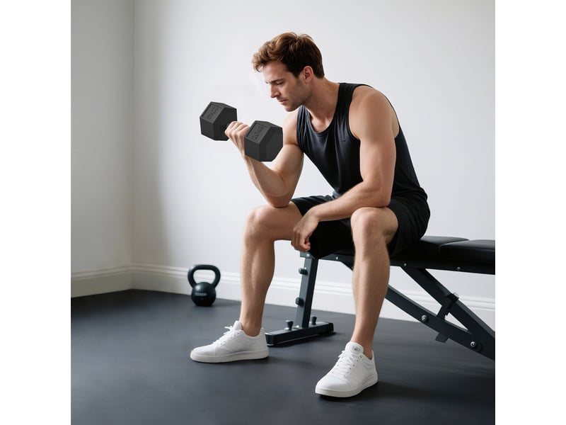  Haltères à poignée moletée, haltère en fonte, 1 x 20 kg, haltères pour hommes et femmes, haltère pour la maison, la salle de sport, musculation  - Conforama C