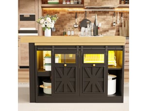 Îlot de cuisine 120-197x40x72 cm avec table extensible pivotante noir