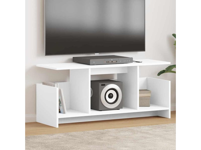  Meuble tv - banc tv - meuble de rangement 102 x 35 x 45 cm blanc bois d'ingénierie  - Conforama B