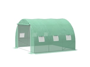 Serre de jardin 9 m² serre tunnel de jardin 3 x 3 x 2 m avec porte enroulable et 6 fenêtres en maille en acier pe vert