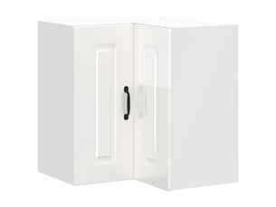 Meuble de rangement, armoire murale d'angle de cuisine kalmar blanc brillant