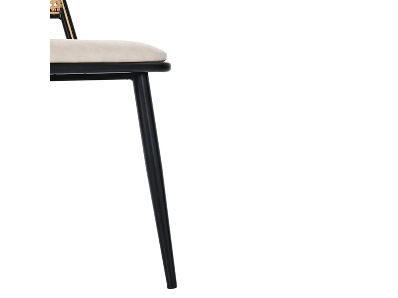  Lot de 6 chaises salle à manger avec dossier en rotin  - assise rembourrée en pu, métal - noir  - Conforama E