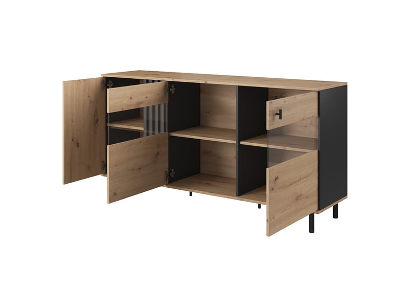  Buffet hare, bahut 3 étagères, 165x40x82h cm chêne nœuds marron Hare - Conforama D