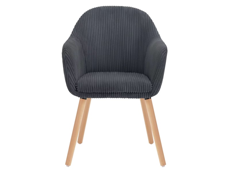  Chaise de salle à manger 53,5x46x83,5cm, bois et métal, dossier avec accoudoirs, gris foncé, design moderne  - Conforama A